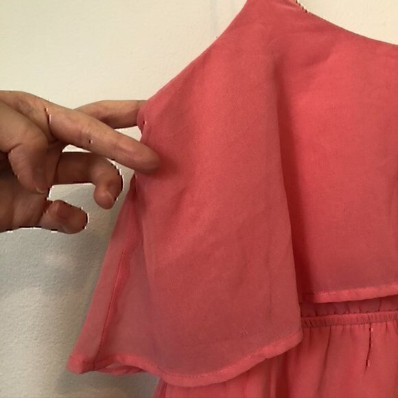 FREEBIRD Pink Boho Flounce Trim Party Wedding Guest Mini Dress Small / Medium ?? - Picture 4 of 14